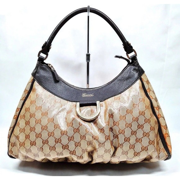 Authentic GUCCI D-Ring Coated Canvas Shoulder Handbag - Picture 1 of 10